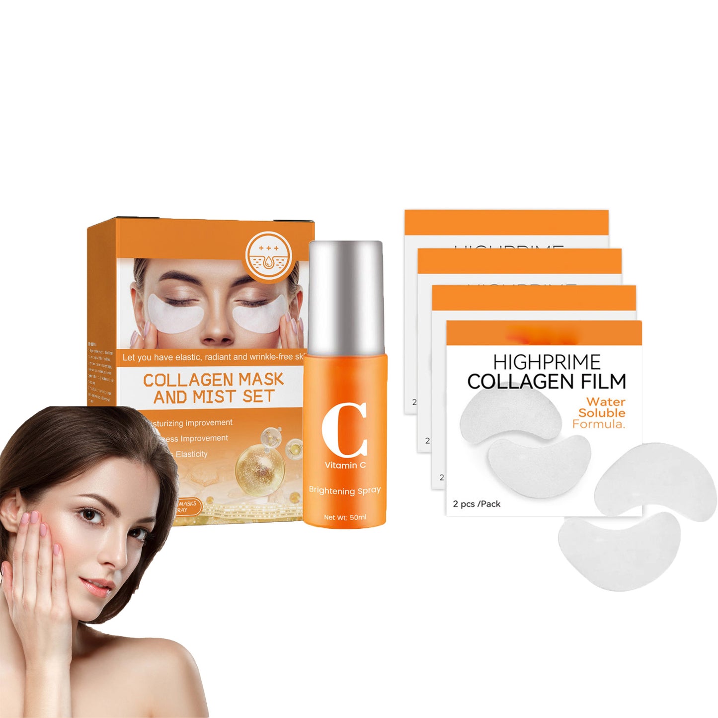 Korean Technology Soluble Collagen Film, Highprime Collagen Film, Collagen Mask and Mist Set, Collagen Film for Face