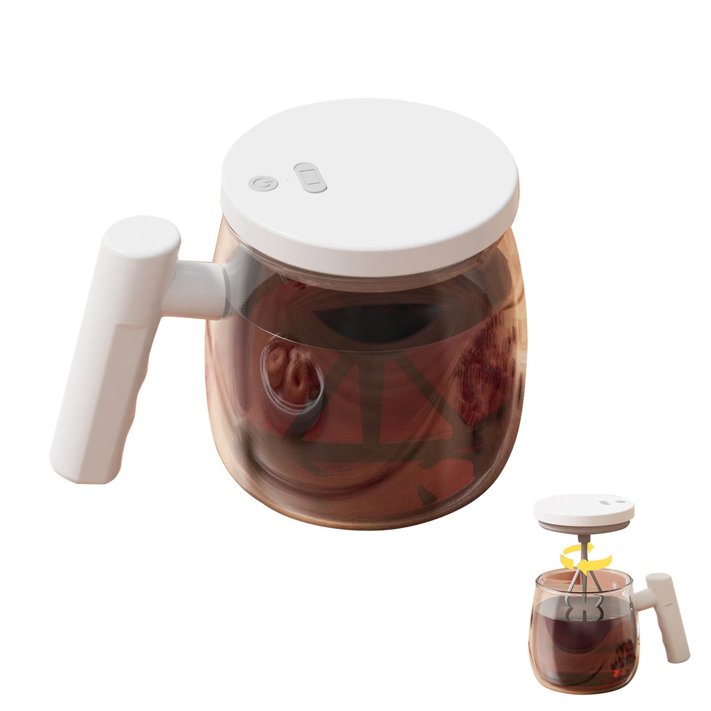 Self Stirring Mug, Waterproof Glass Self Stirring Travel Coffee Cup, 400ML USB Charging High Speed Mixing Cup, Electric High Speed Mixing Cup with Detachable Stirring Rod for Mixer Coffee,Milk,Tea