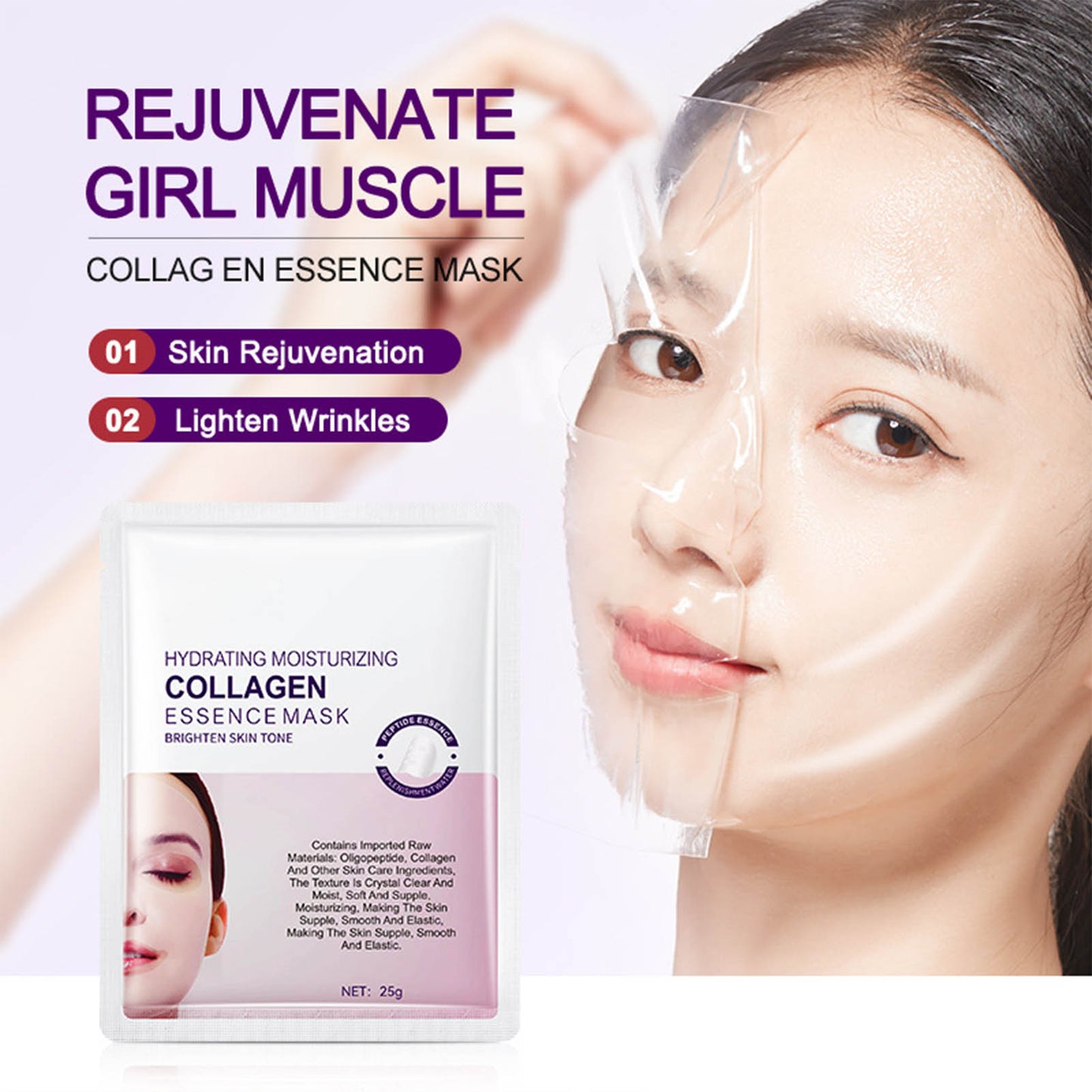 Skynpure-Pure Collagen Films, Highprime Collagen Film Face Mask, Collagen Film for Face, Korean Technology Collagen Film for Anti-Aging Effects