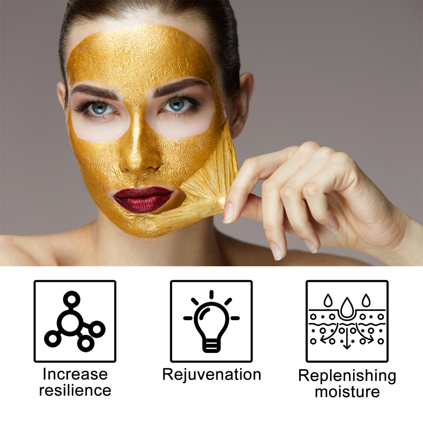 Gold Foil Peel-Off Mask, Peel-Off Anti-Wrinkle Face Mask, 98.4% Gold Face Mask, Remove Blackhead and Deeply Cleans Moisturizing Mask, Golden Peel Off Mask Cleans Pores