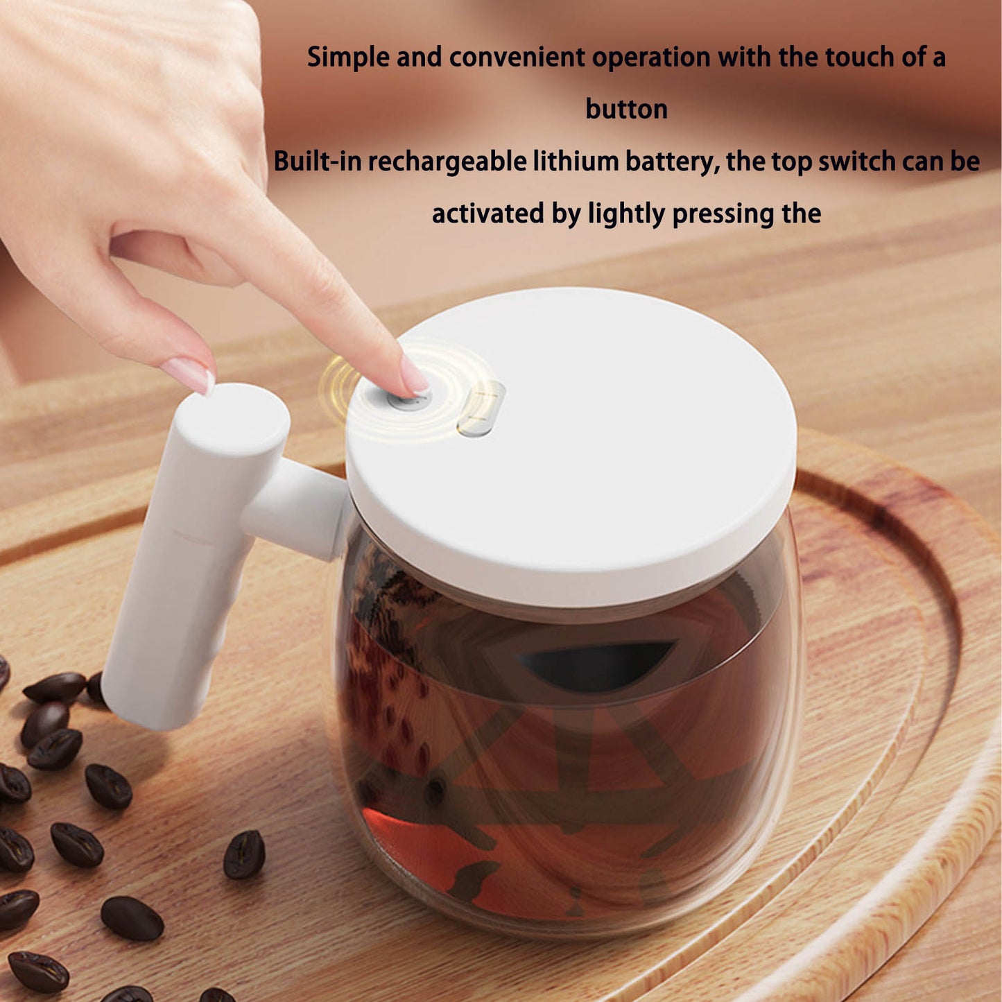 Self Stirring Mug, Waterproof Glass Self Stirring Travel Coffee Cup, 400ML USB Charging High Speed Mixing Cup, Electric High Speed Mixing Cup with Detachable Stirring Rod for Mixer Coffee,Milk,Tea