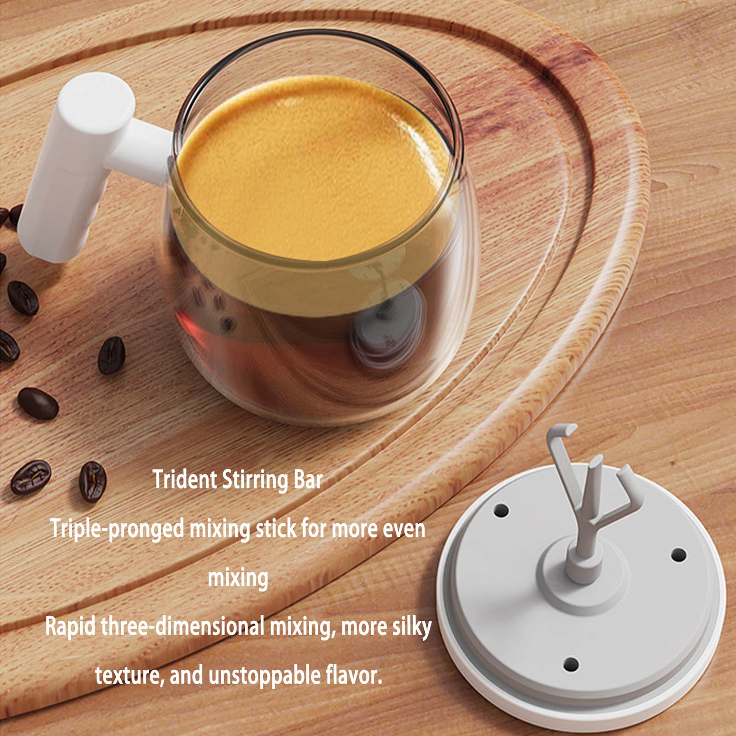 Self Stirring Mug, Waterproof Glass Self Stirring Travel Coffee Cup, 400ML USB Charging High Speed Mixing Cup, Electric High Speed Mixing Cup with Detachable Stirring Rod for Mixer Coffee,Milk,Tea