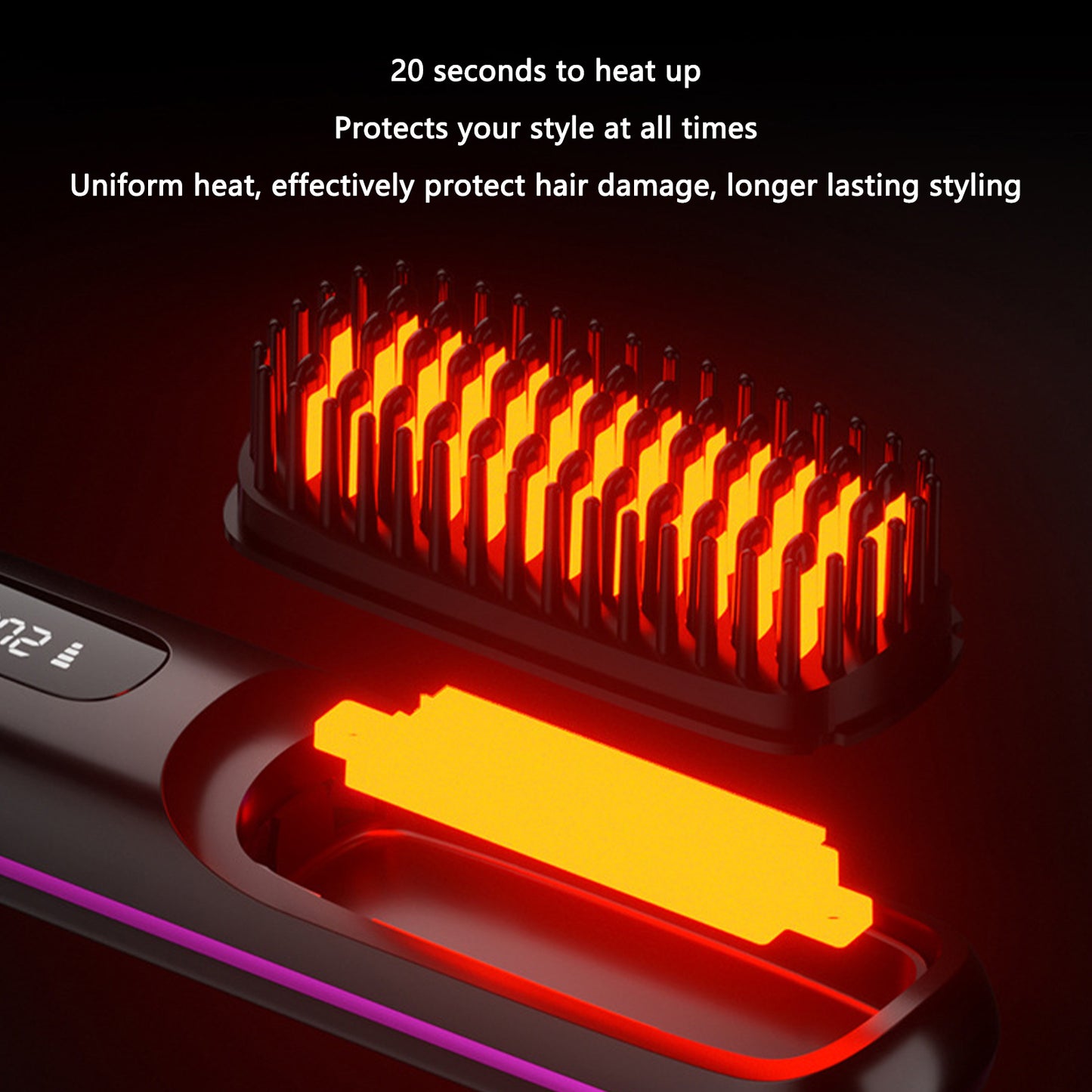 Brusho Hair Pro, Portable Cordless Hair Straightener Brush with LED Display, Mini Ionic Hot Comb Straightener for Women, USB Rechargeable Portable Hair Straightener