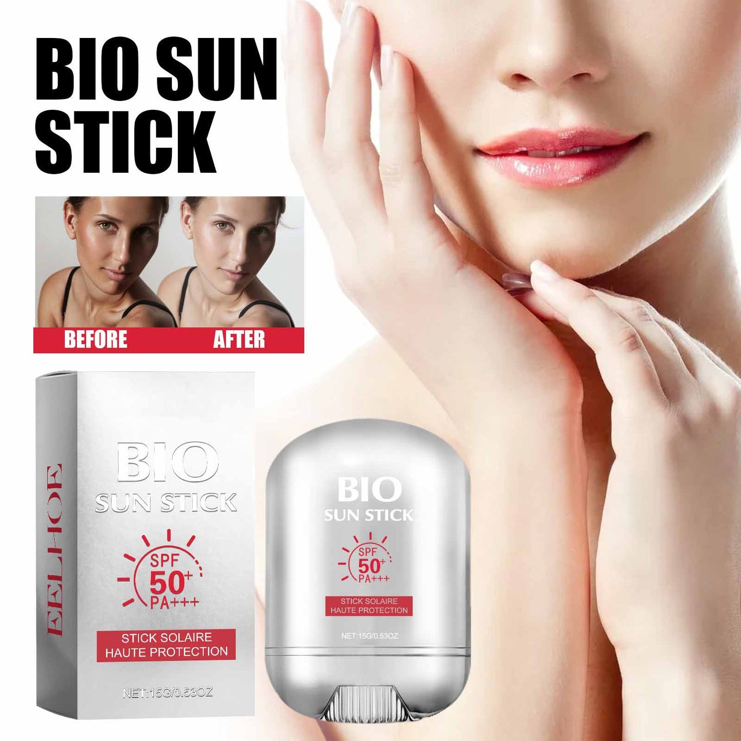 Bio Sun Stick Pro, Bio Sun Stick Spf50, Peptide 9 Bio Sun Stick Spf50, Portable UV Protection Sunscreen Stick, with Peptide Complex, Beach Defense Water-Resistant SPF 50+