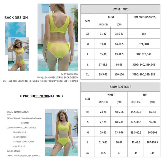 Women Color Changing Bikini Set, 2024 Color Changing Shorts Women, Quick Dry Color Changing Swim Trunks