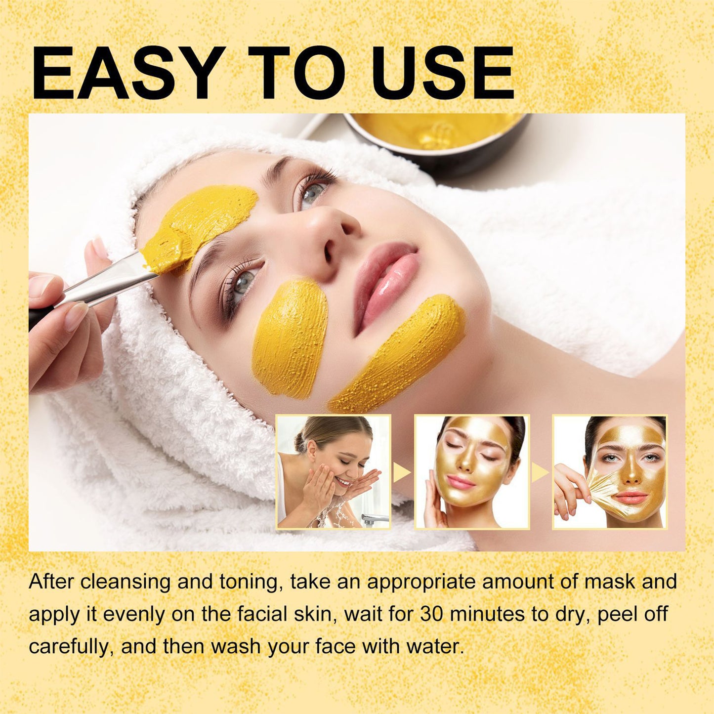 Gold Foil Peel-Off Mask, Peel-Off Anti-Wrinkle Face Mask, 98.4% Gold Face Mask, Remove Blackhead and Deeply Cleans Moisturizing Mask, Golden Peel Off Mask Cleans Pores