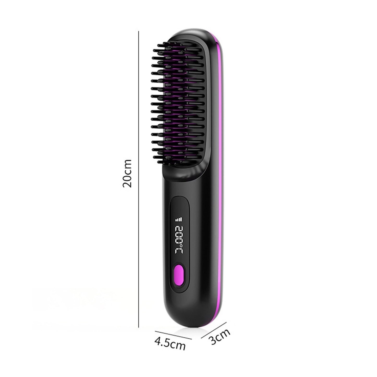 Brusho Hair Pro, Portable Cordless Hair Straightener Brush with LED Display, Mini Ionic Hot Comb Straightener for Women, USB Rechargeable Portable Hair Straightener